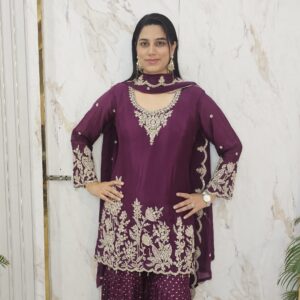 Partywear Sharara suit with handwork . Item code 1218GC