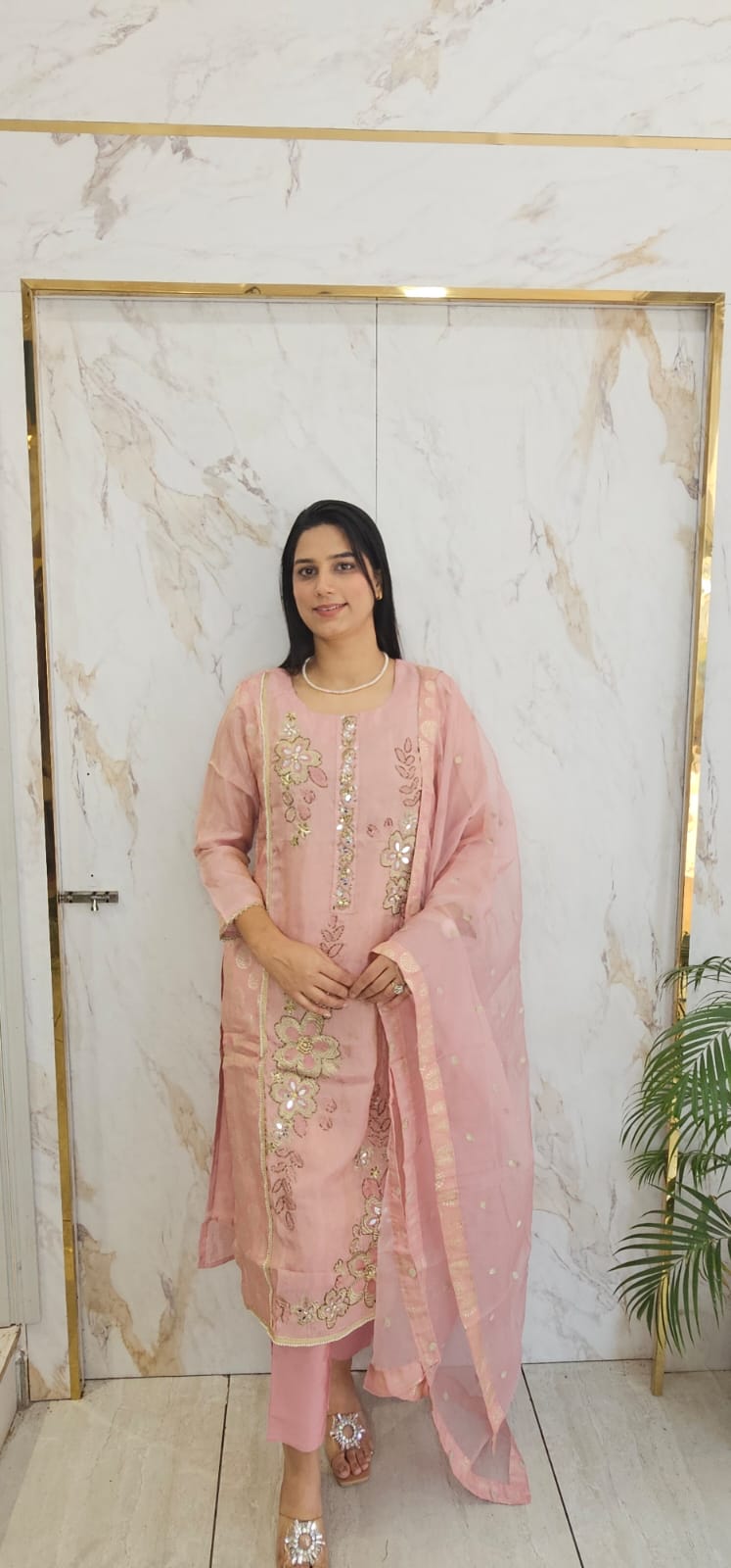 Premium shimmer tissue suit. Item Code: Pink – 10300G /White – 9300G