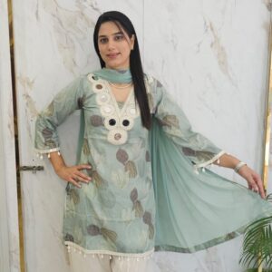 farshi suit with mirror work & Cotton Fabric . Item code : 3300G