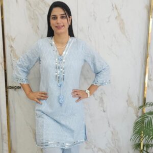 Pant palazzo cord set with sequins and embroidery & Fabric cotton . Item Code : 2296AA