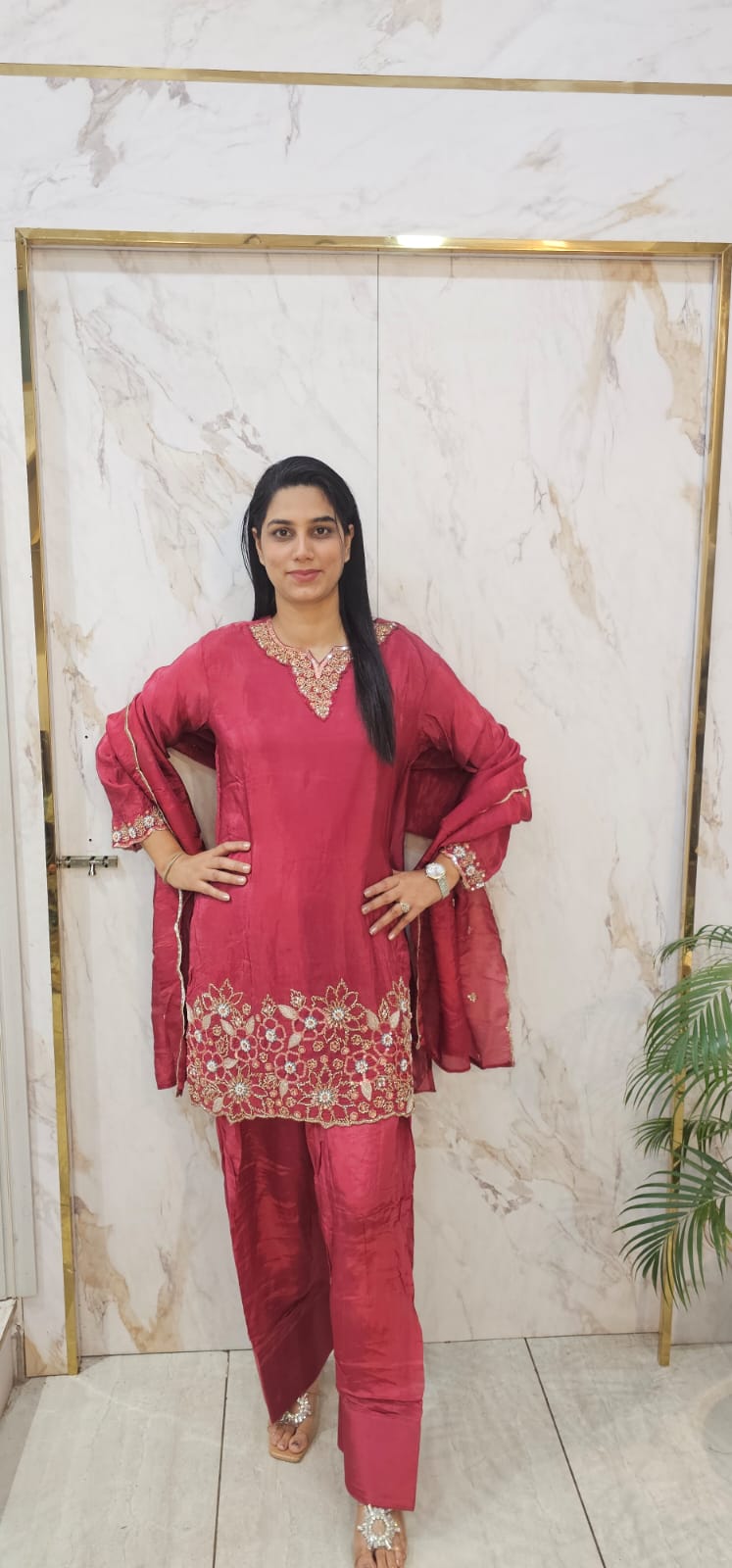 partywear suit with handwork tissue fabric . Item code : 6242