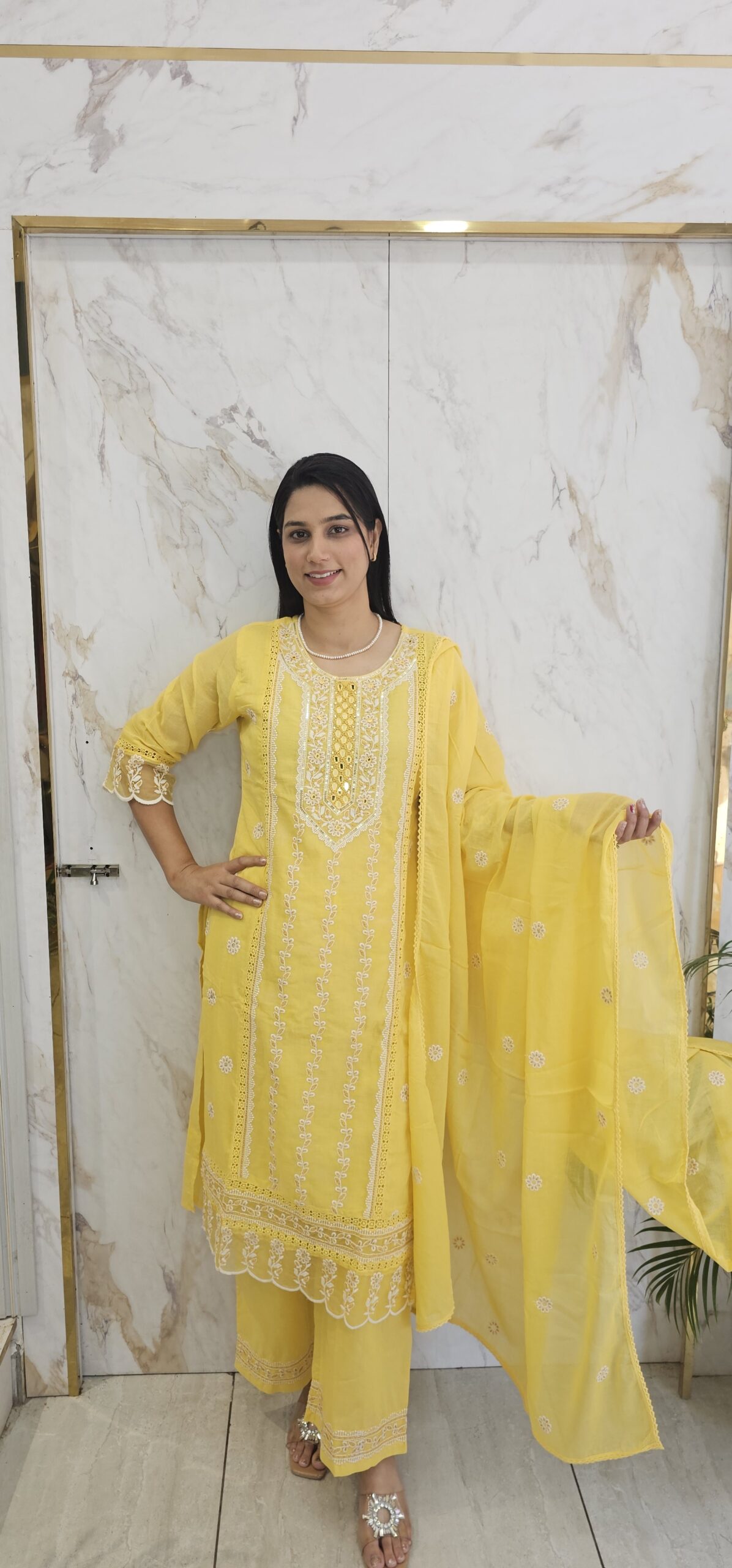 semi formal cotton straight suit . Item Code : 7295Lx - Image 2