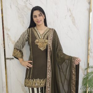coffee color semi formal suit Item code : 4299 GB