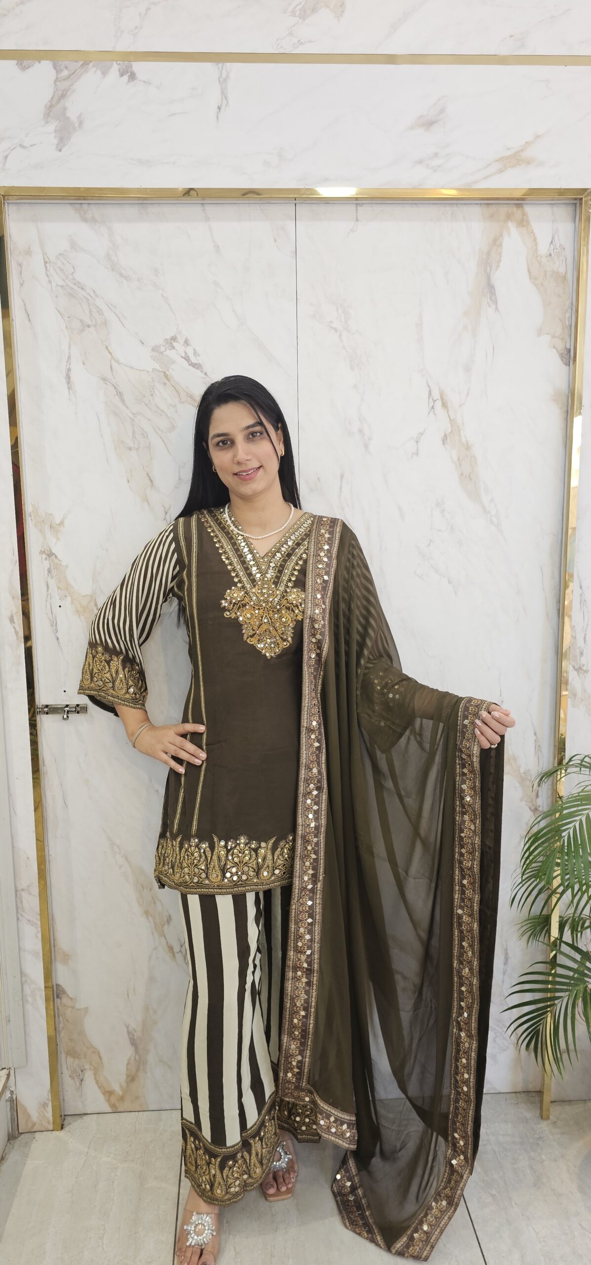 coffee color semi formal suit Item code : 4299 GB