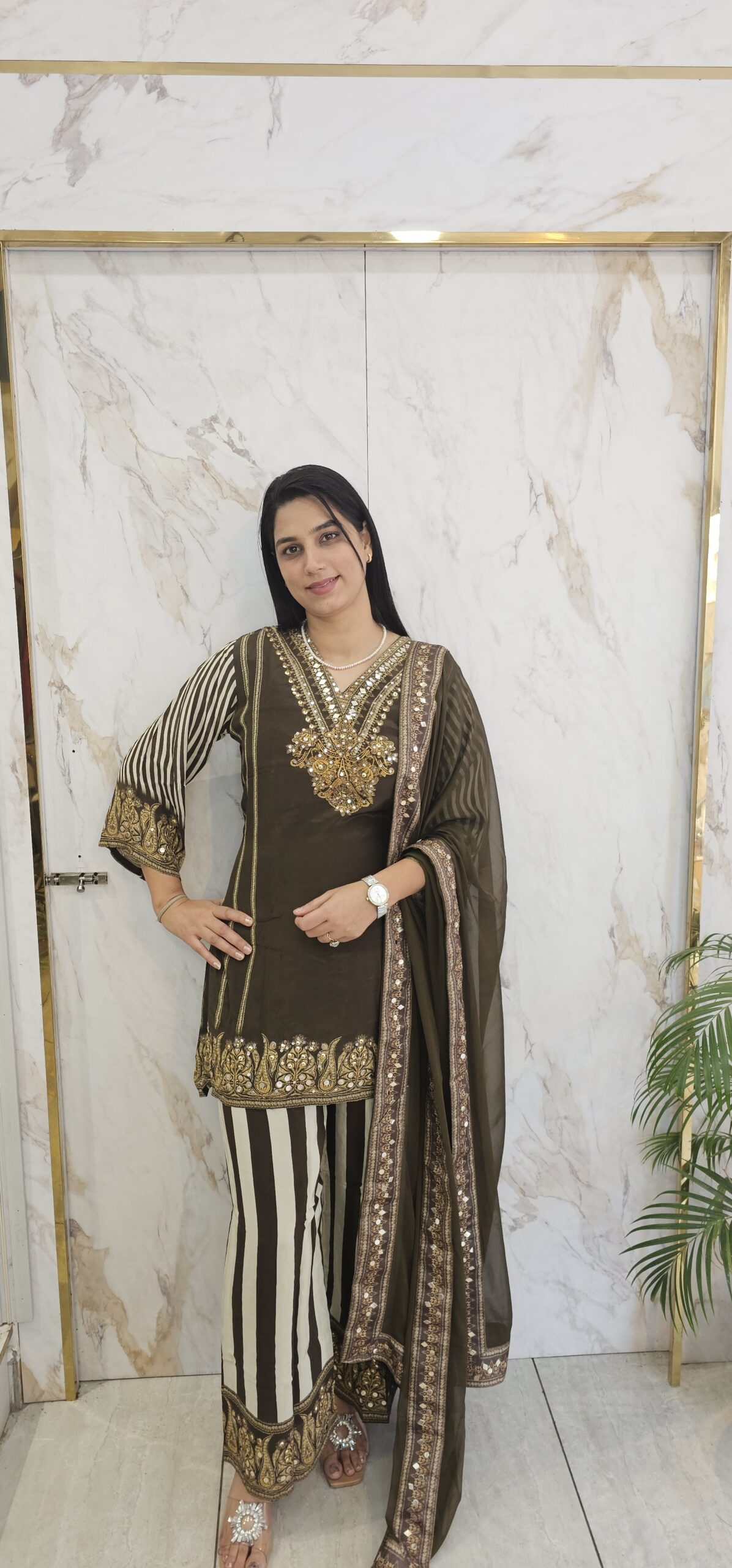 coffee color semi formal suit Item code : 4299 GB - Image 2
